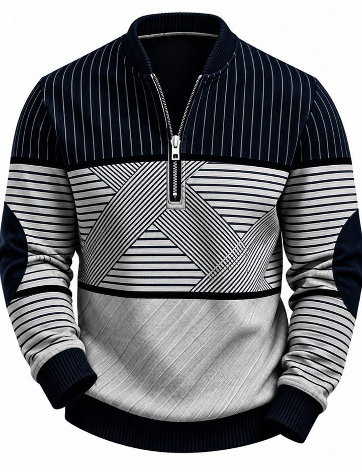 Preston | Geometric Block Half-Zip Sweater