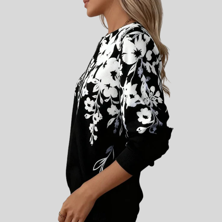 Lila | Graphic Flower Zip Sweatshirt