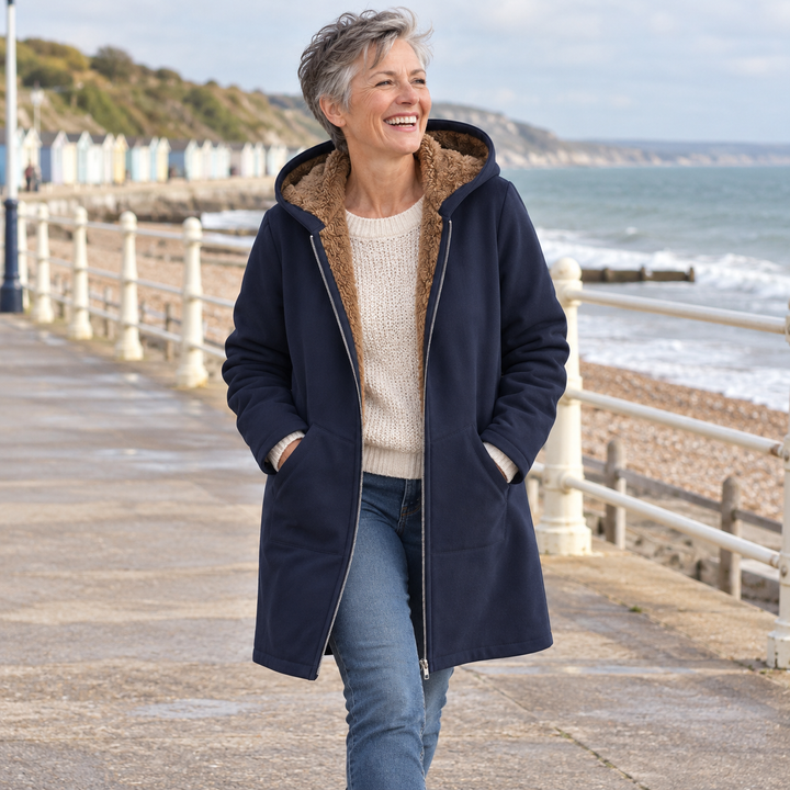 Iris | Cozy Sherpa-Lined Hooded Coat