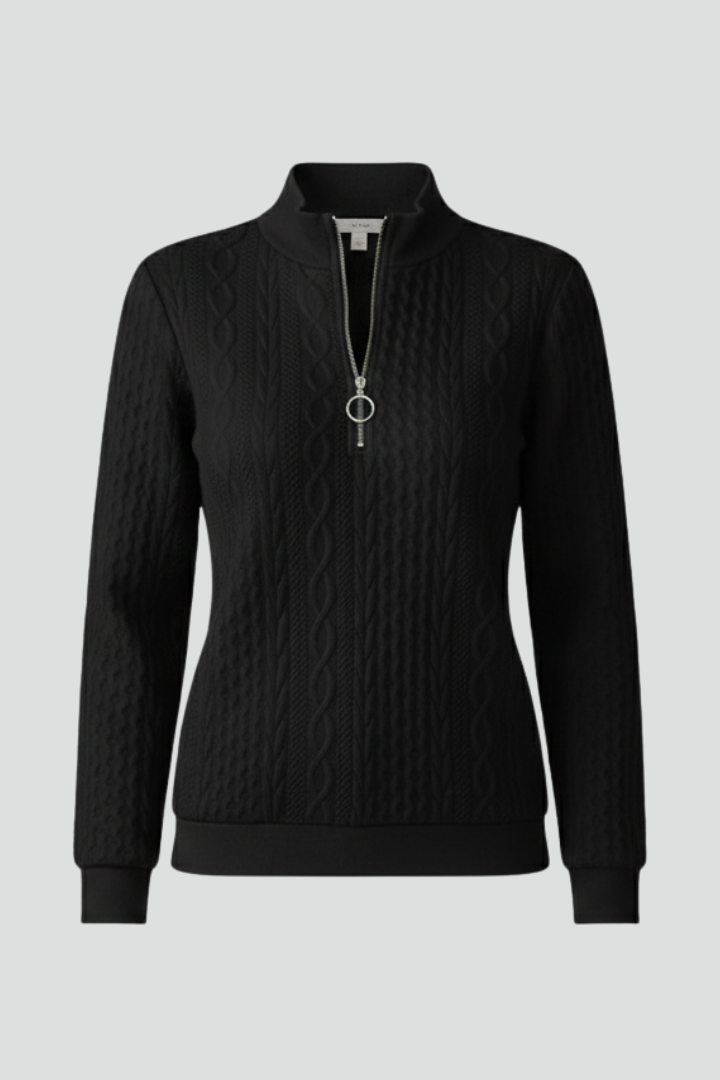Fiona | Cable Knit Zip-Neck Sweater