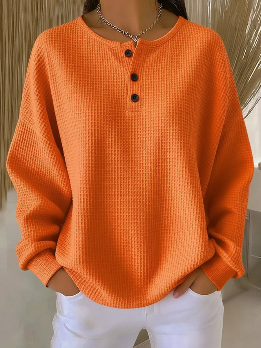 Emily | Waffle Knit Long Sleeve Top