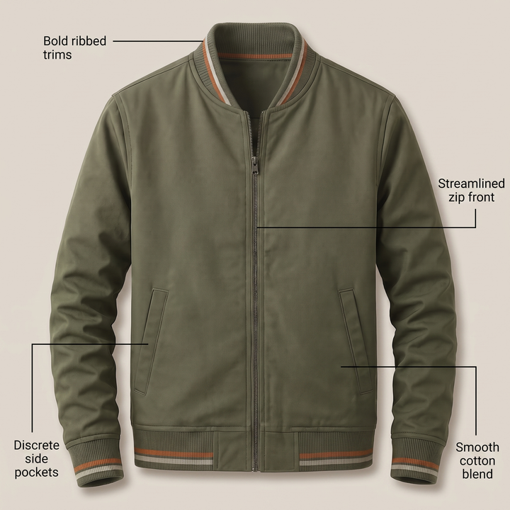 Griffin | Striped Rib Zip Jacket