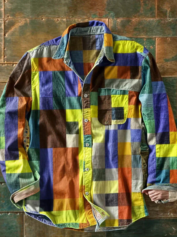 Russell | Retro Patchwork Button Shirt