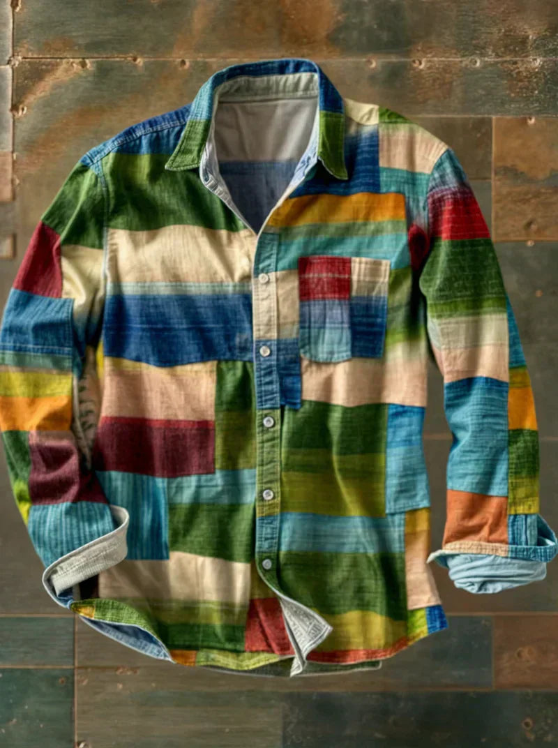 Russell | Retro Patchwork Button Shirt
