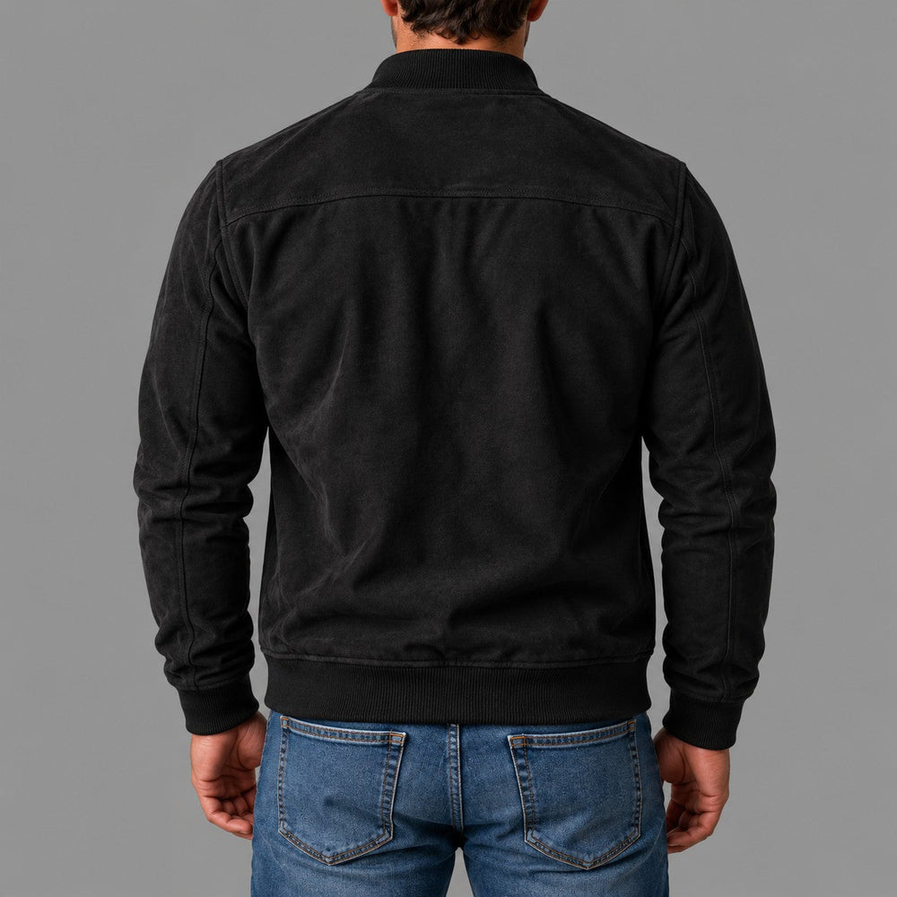 Gordon Suede-Look Bomber Jacket in Black - back view