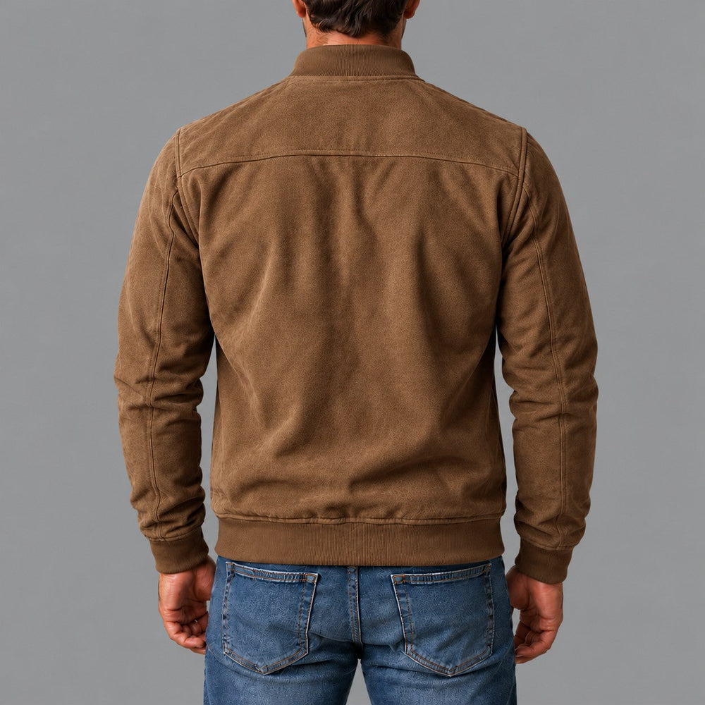Gordon Suede-Look Bomber Jacket in Brown - back view