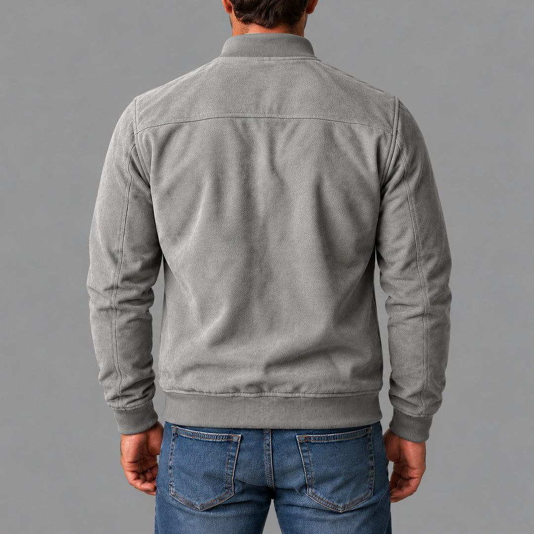 Gordon | Suede-Look Urban Bomber Jacket – Gray