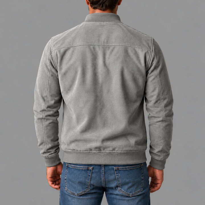 Gordon | Suede-Look Urban Bomber Jacket – Gray
