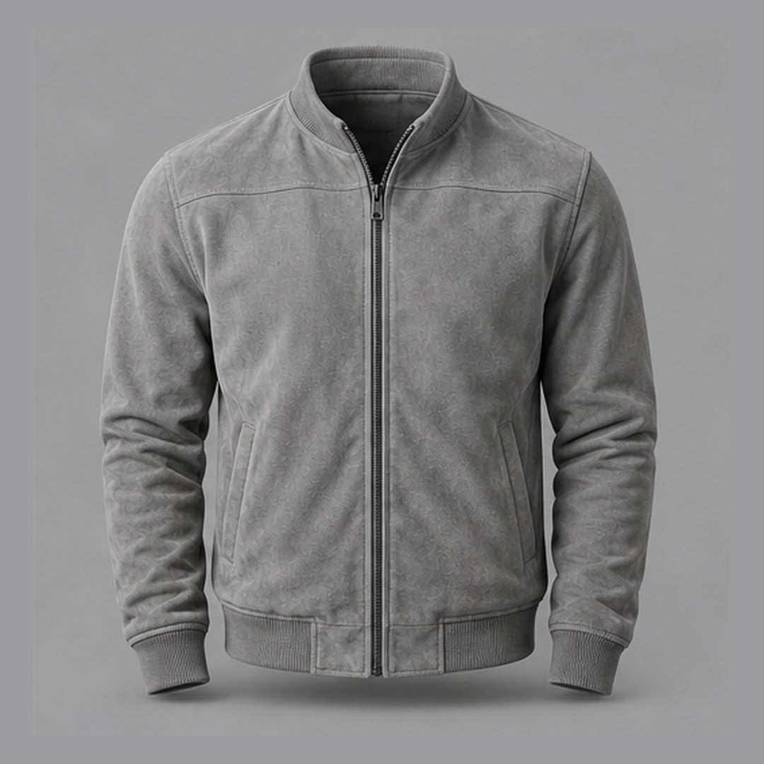 Gordon | Suede-Look Urban Bomber Jacket – Gray