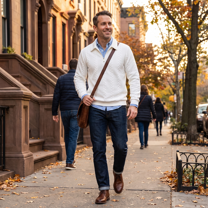 Vincent | Cable Knit Half-Zip Sweater