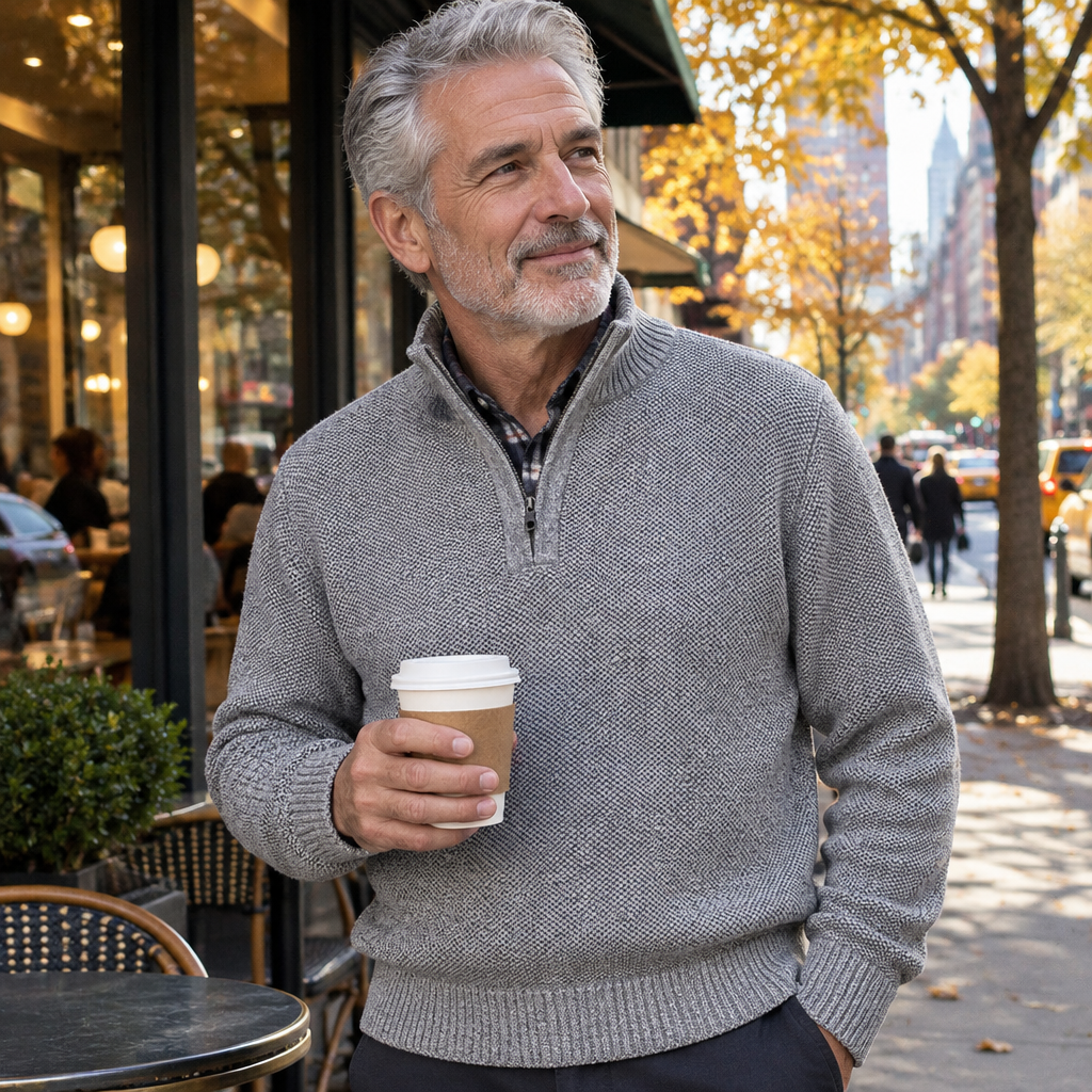Lawrence | Fleece-Lined Half-Zip Sweater