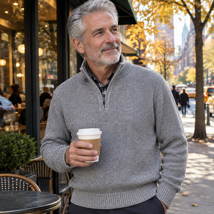 Lawrence | Fleece-Lined Half-Zip Sweater