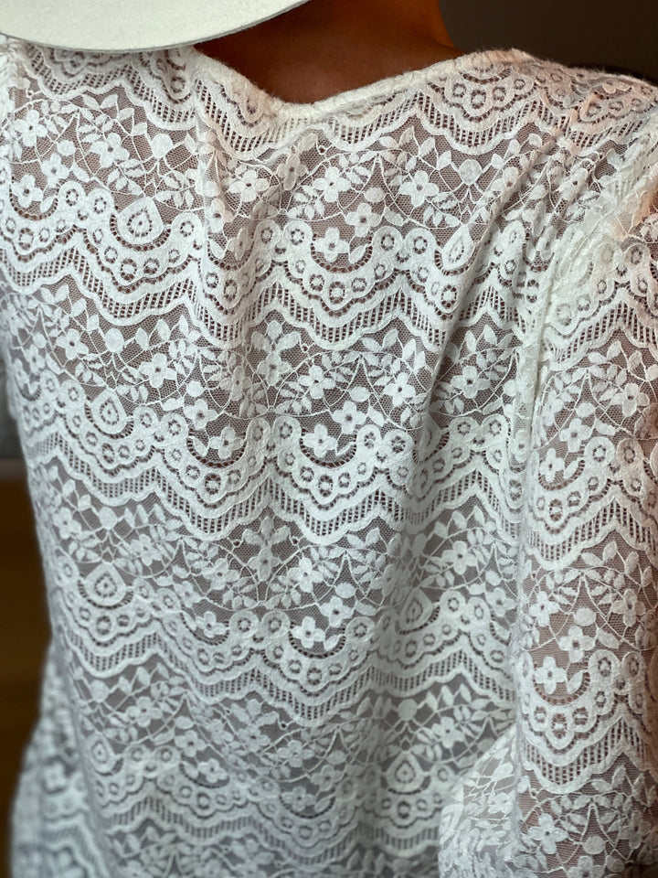 Sloane | Floral Openwork Knit Blouse