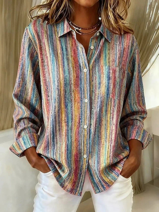 Sylvia | Vintage Striped Button Blouse