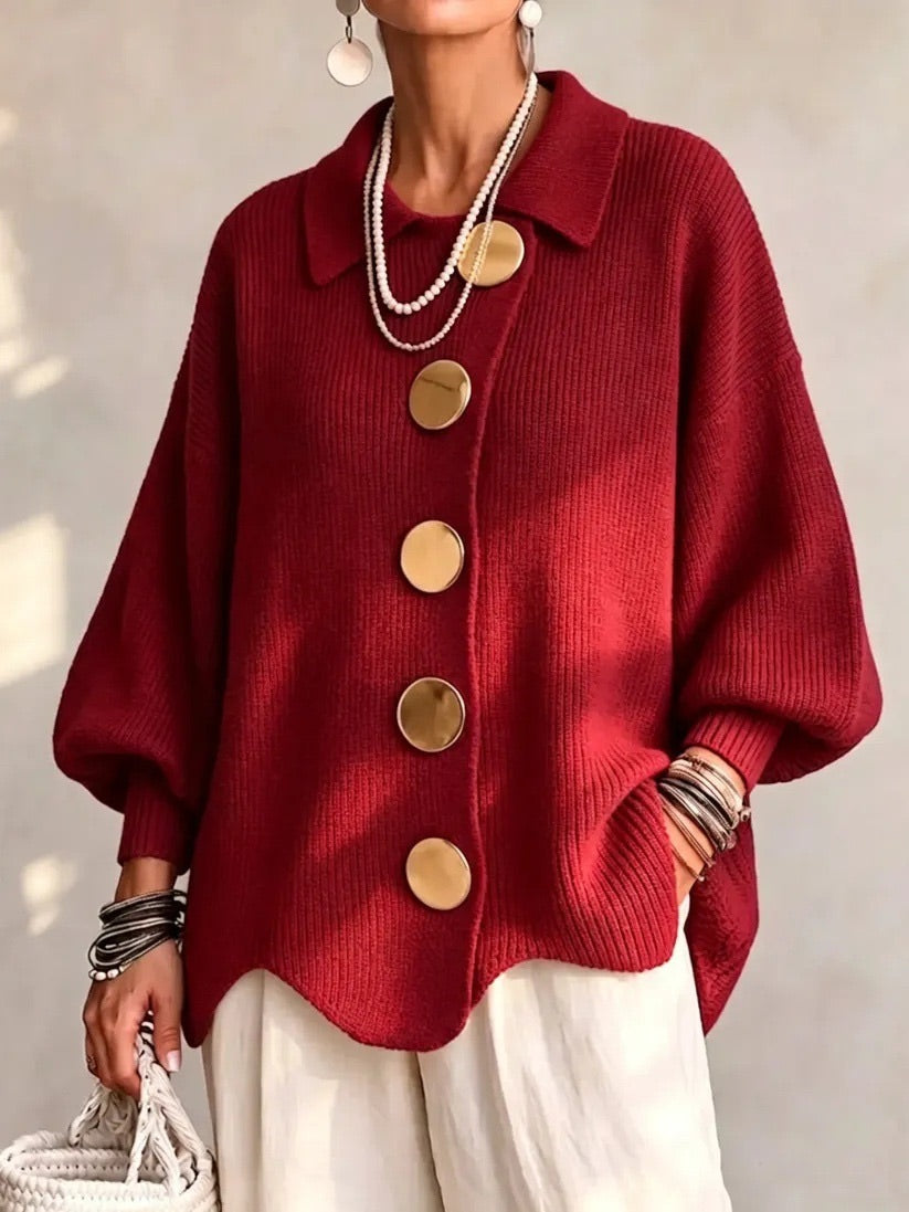 Joanna | Oversized Collared Button Cardigan
