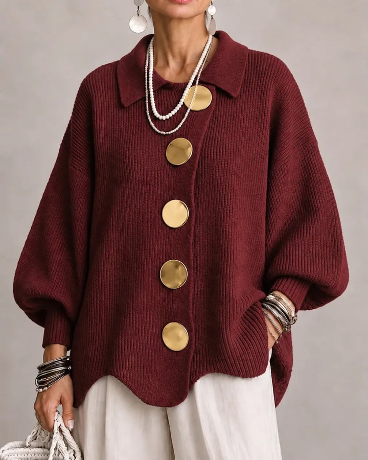 Joanna | Oversized Collared Button Cardigan