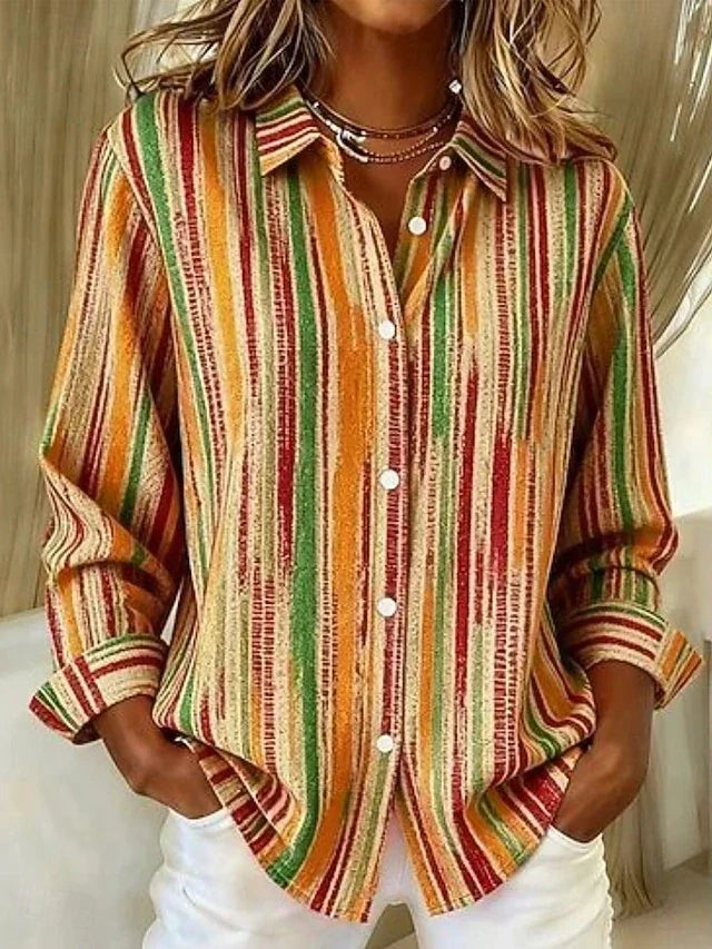 Sylvia | Vintage Striped Button Blouse